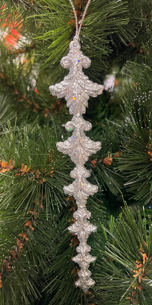 Hanging Ornament - Silver Glitter