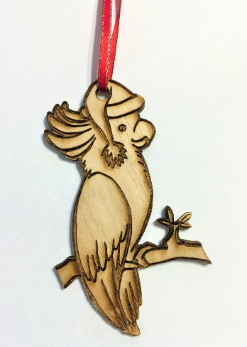 Bristlebrush Designs <br> Wooden Christmas Tree Ornament <br> Cockatoo