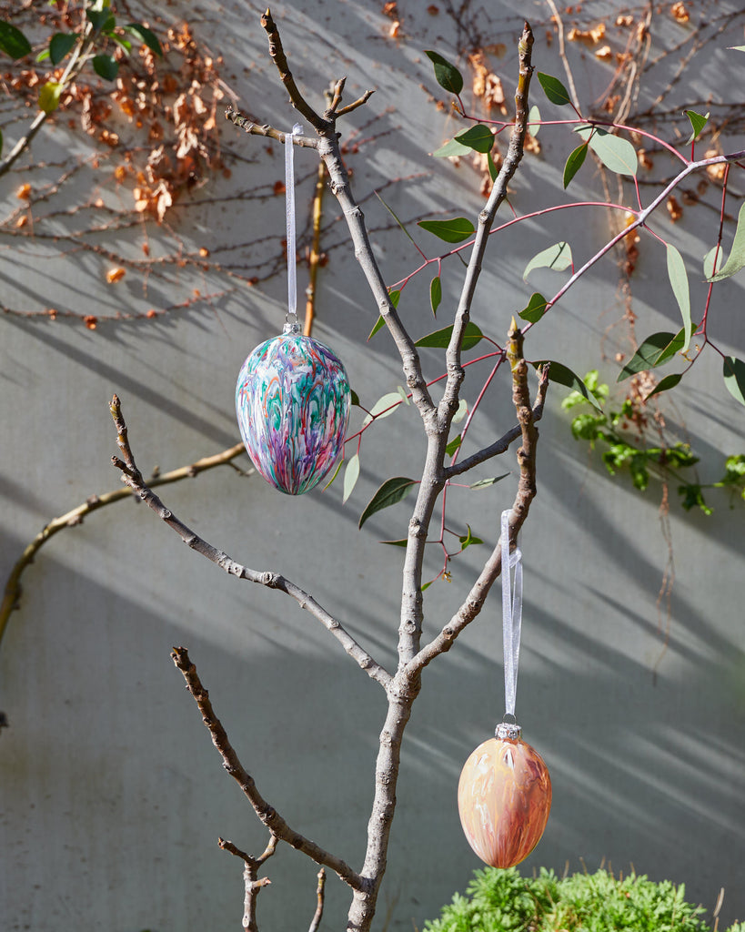 Hanging Ornament <br> Glass Melt Egg <br> Purple (12cm)