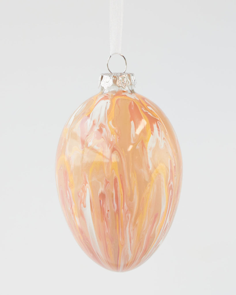 Hanging Ornament <br> Glass Melt Egg <br> Peaches n Cream (12cm)