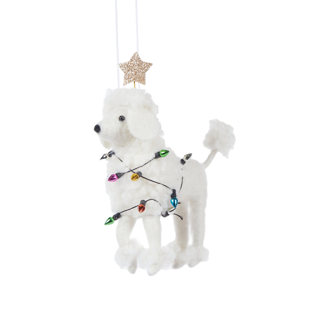 Hanging Ornament - Wool Poodle with Lights