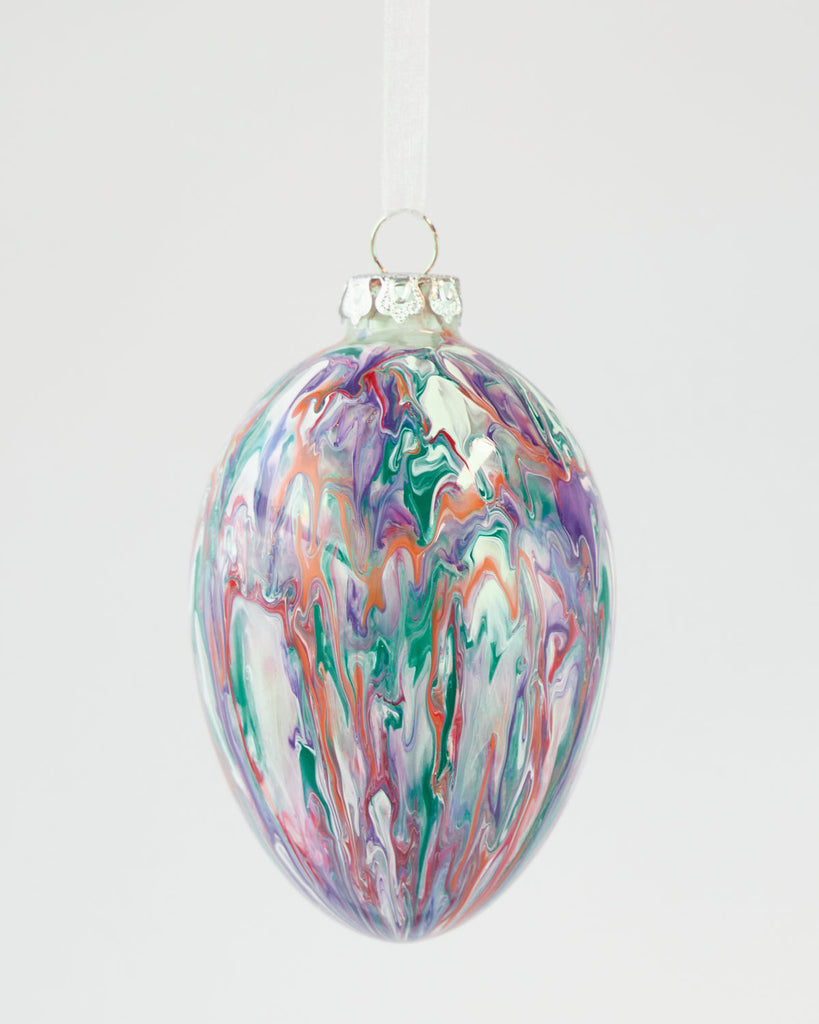 Hanging Ornament <br> Glass Melt Egg <br> Purple (12cm)