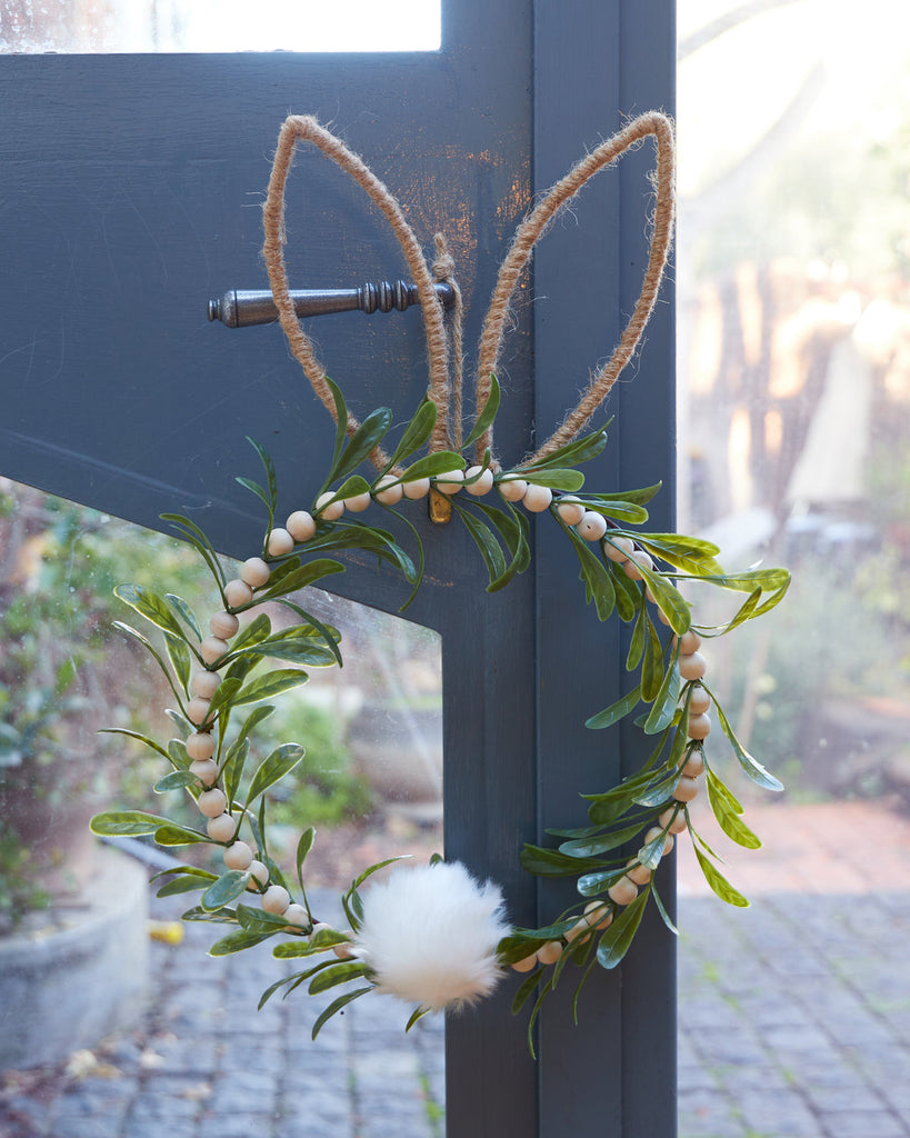 SALE - 30% OFF <br> Wood Bead Bunny Wreath (45cm)