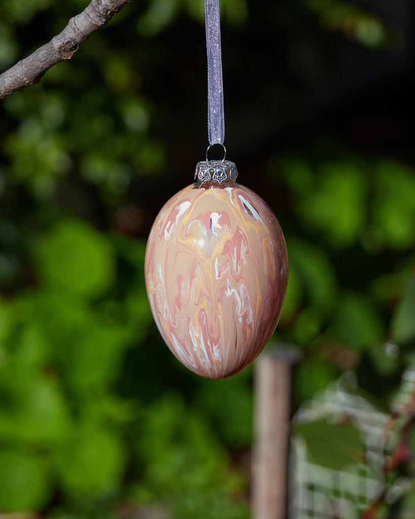 Hanging Ornament <br> Glass Melt Egg <br> Peaches n Cream (12cm)