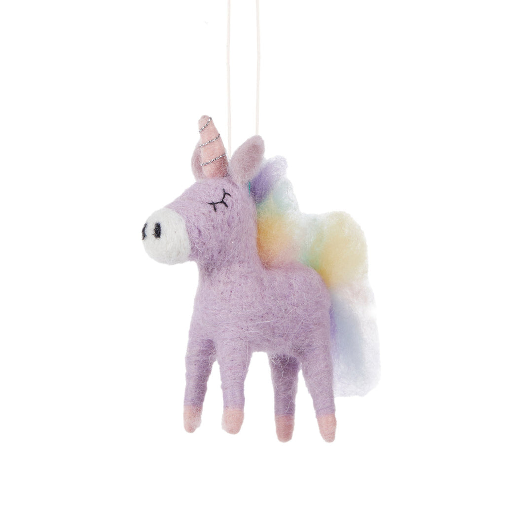 Hanging Ornament - Wool Purple Unicorn