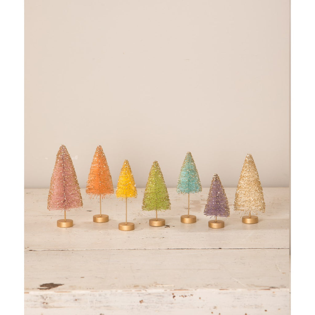 Bethany Lowe Designs <br> Pastel Rainbow Forest of Trees <br> Set of 7