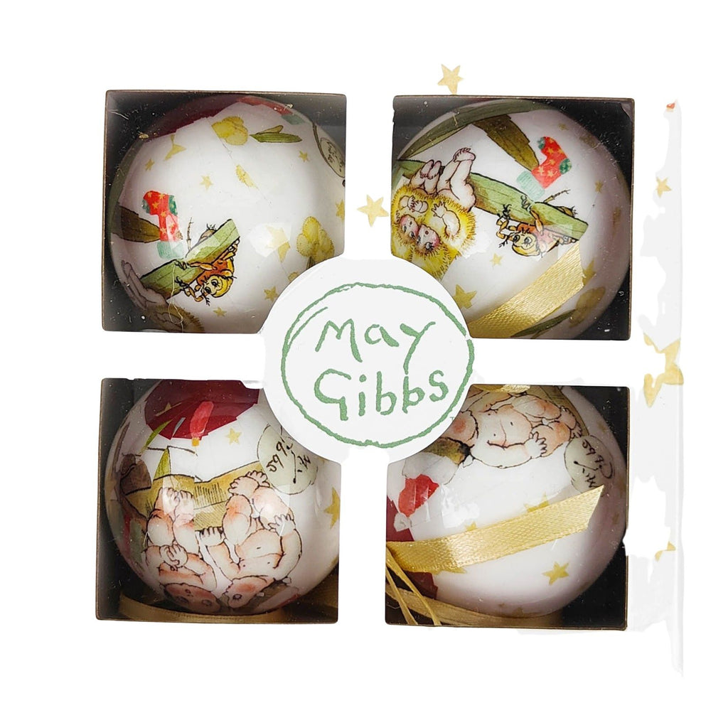 May Gibbs Christmas <br> 4 Bauble Gift Box Red