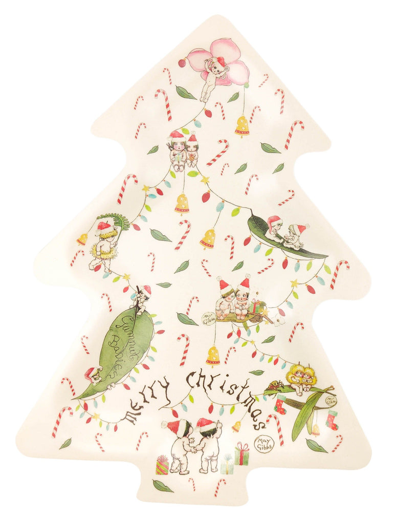 May Gibbs Christmas <br> Merry Christmas Tree Platter Green