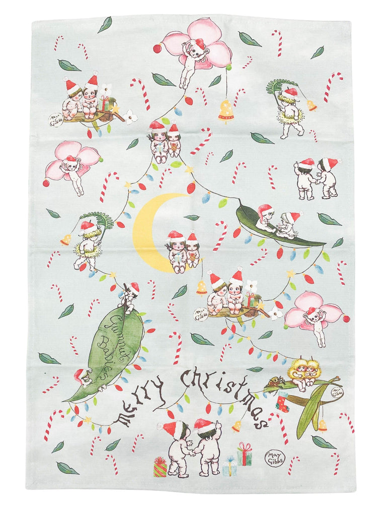 May Gibbs Christmas <br> Tea Towel Green