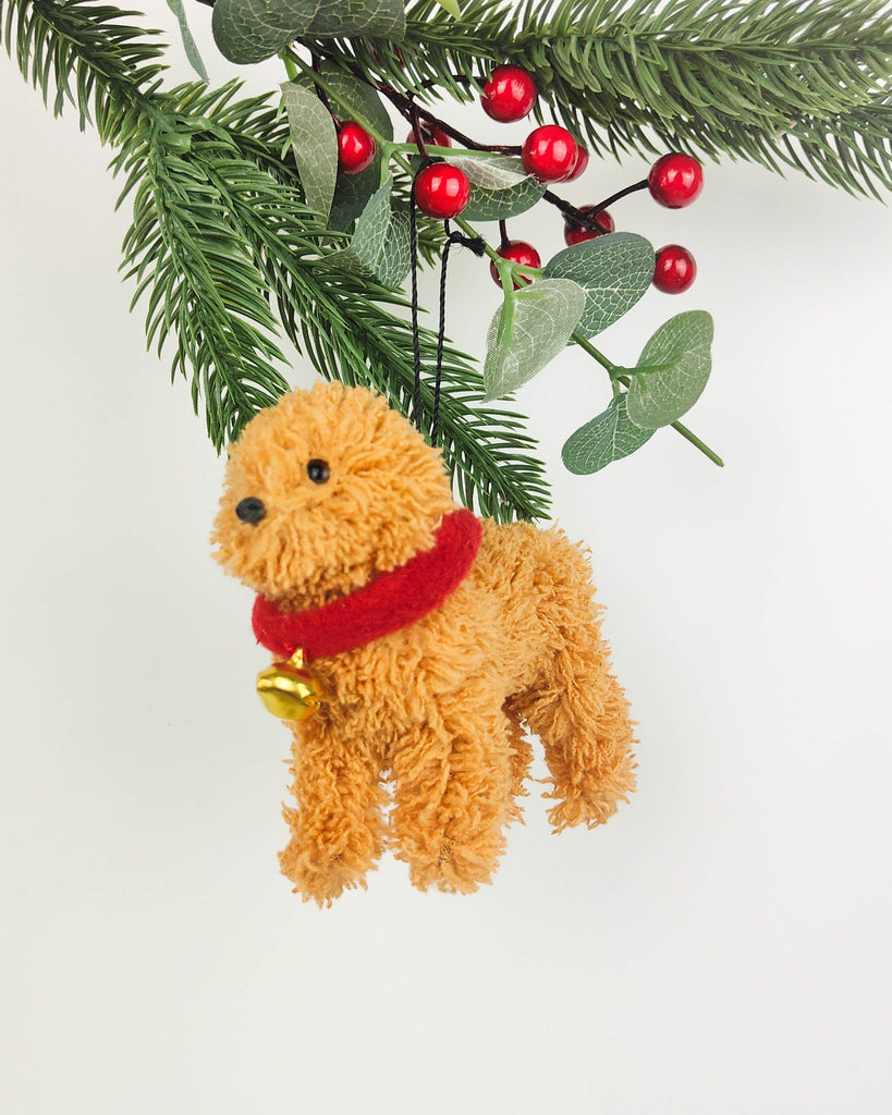 Dog with Bells Brown <br> Hanging Decoration