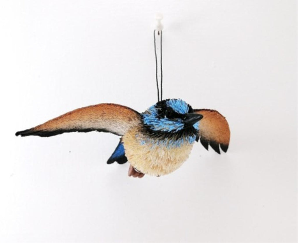 Bristlebrush Designs <br> Hanging Ornament <br> Blue Wren With Wings
